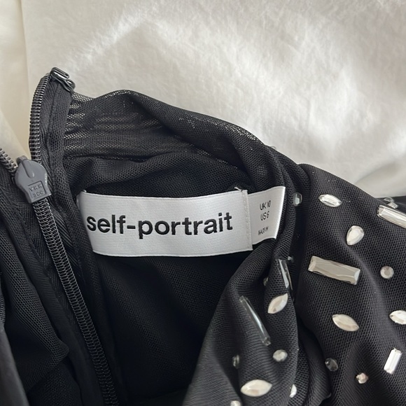 Self-Portrait Square Rhinestone Mesh Maxi Dress. Size 6 - Picture 6 of 6